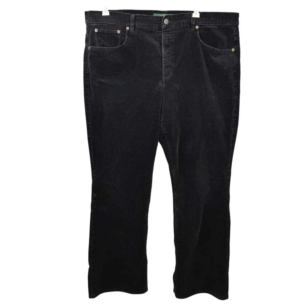 Lauren Jeans Co‎ Ralph Lauren Women's Pants 16 Black Corduroy Classic Bootcut